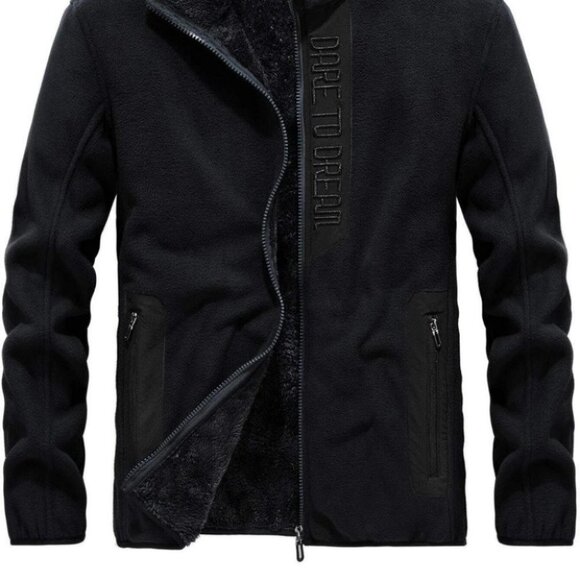 Black Mens Fleece Jacket - Picture 2 of 5